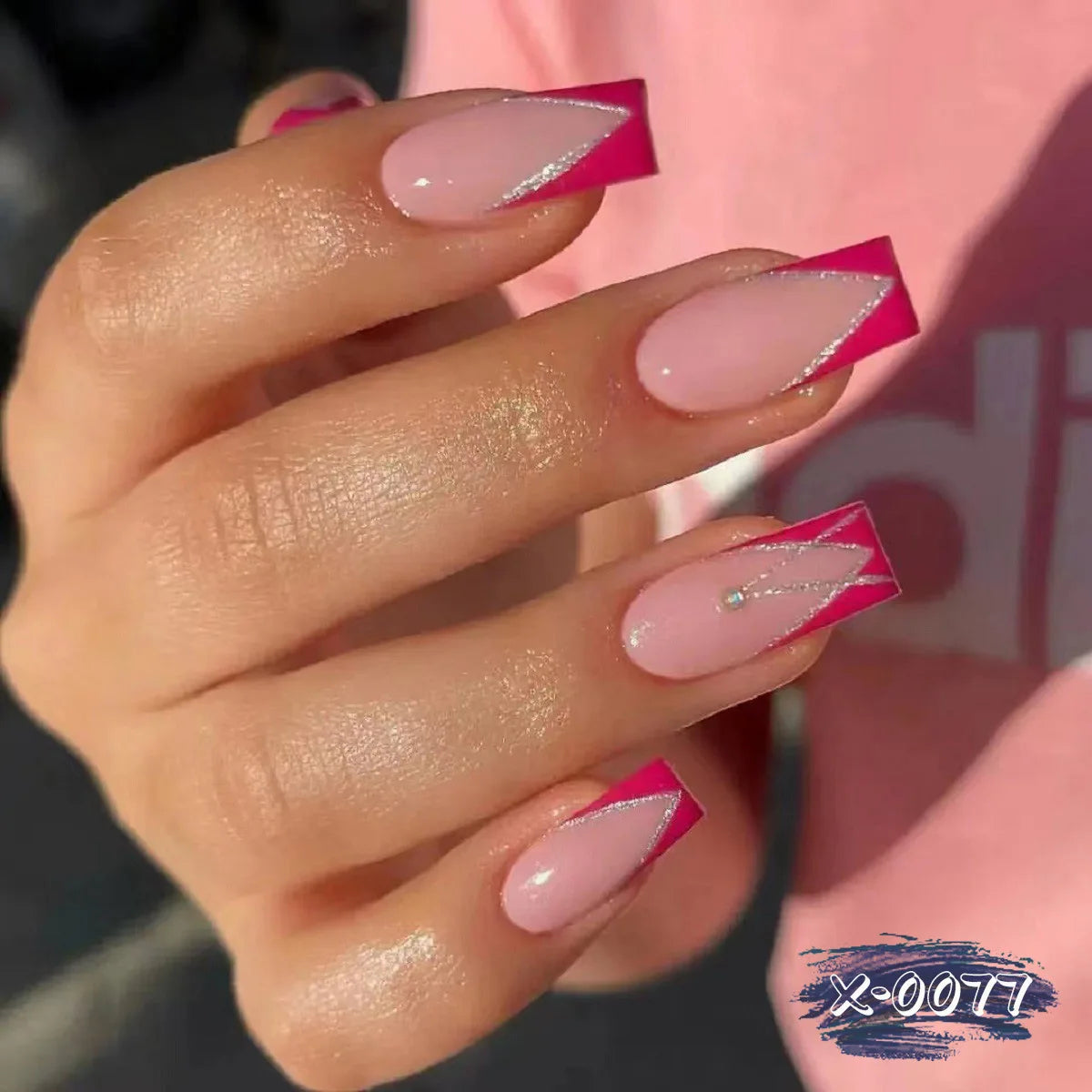 Short Ballerina Press-On Nails – Ombre Gradient Designs, 24 Pieces