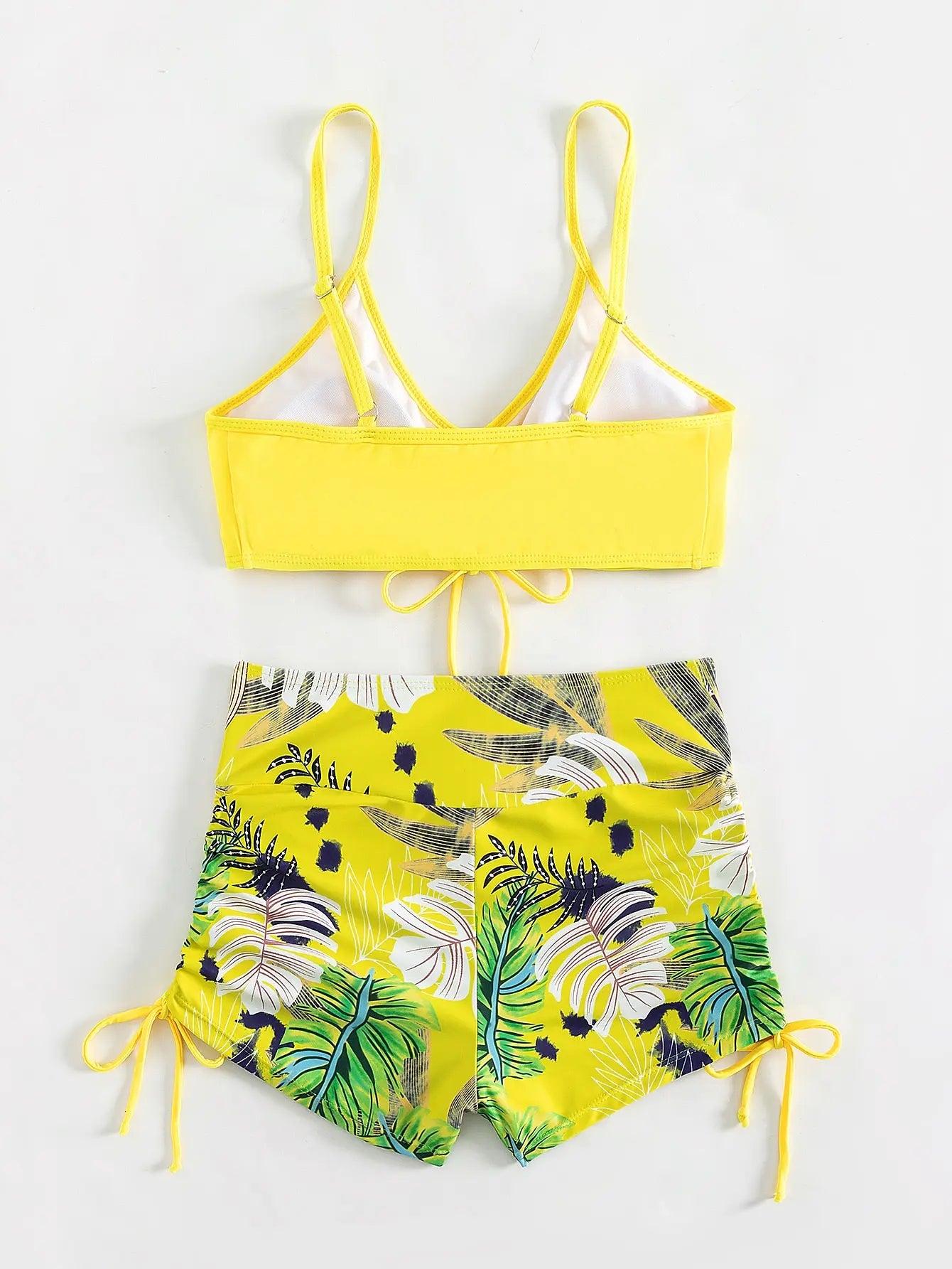 High Waist Shorts Bikini Set — Drawstring Top & Swim Shorts | Women's Swimwear