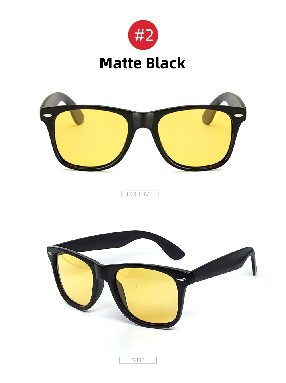 Square Yellow-Tinted Glasses | 3 Frame Finishes