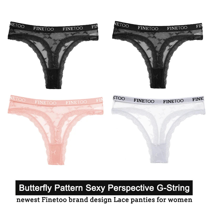 Women's Floral Lace G-String Thongs – 4-Piece Set | Butterfly T-Back Sexy Underwear (S–XL)