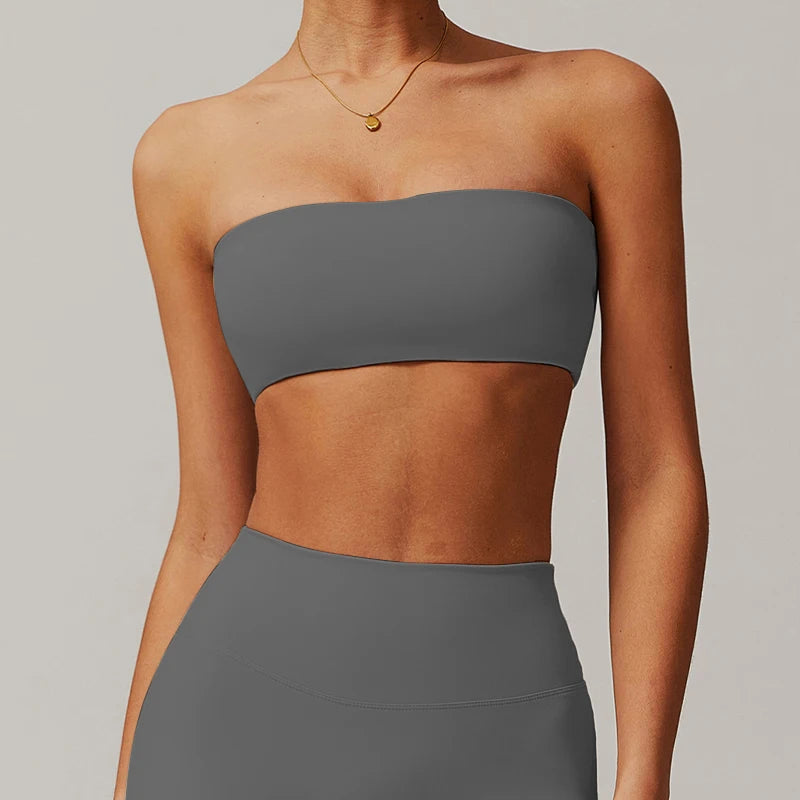 Strapless Sports Bra – Quick-Dry Tube Top Chest Wrap for Yoga, Gym & Fitness