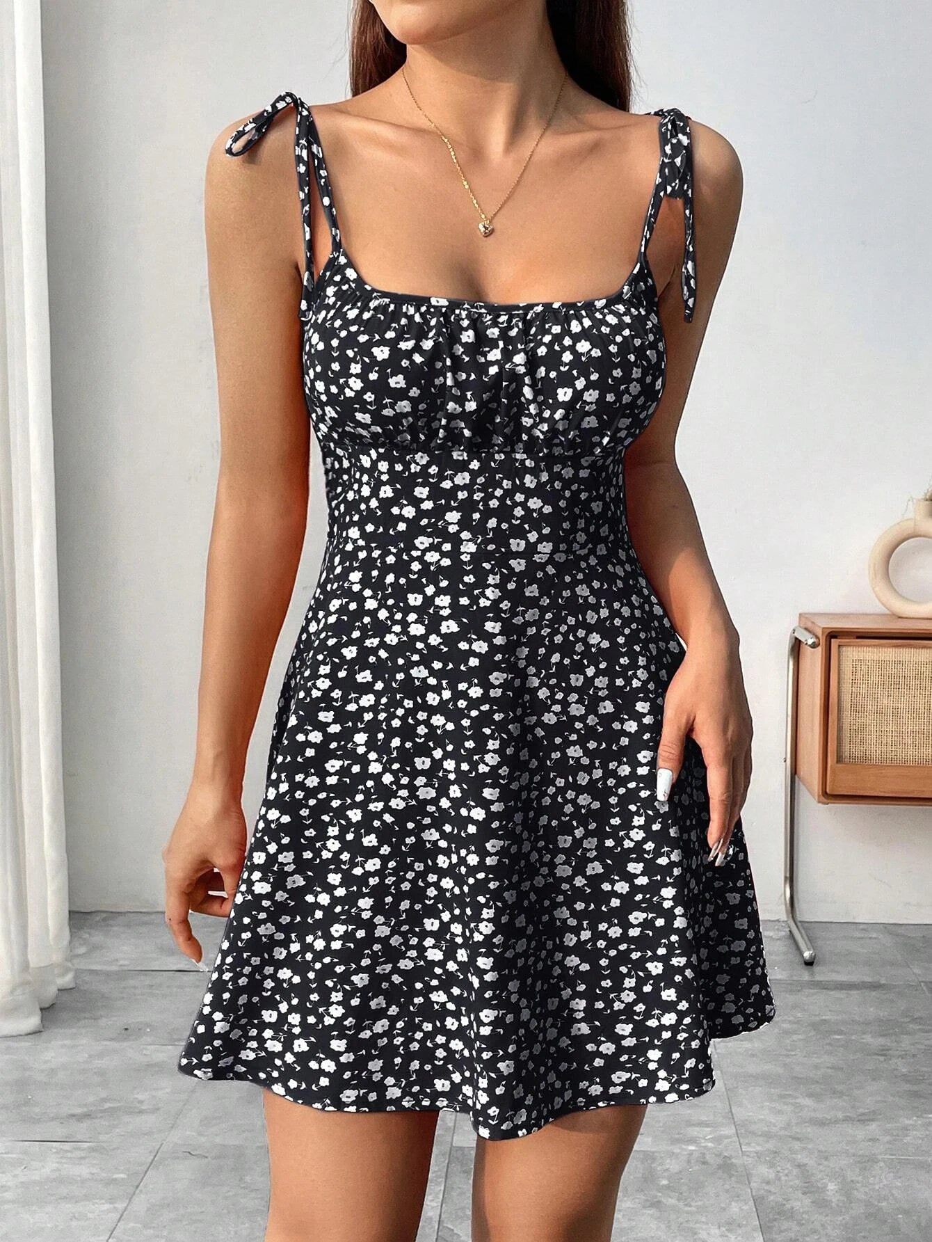 Ladies Spring Summer Elegant Casual Y2K Sexy Floral Print Invisible Zipper A-Line Mini Dress Women's Fashion Retro Skirt