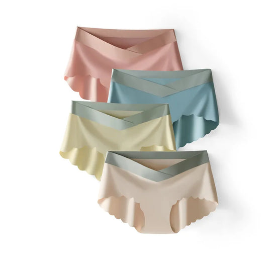 Seamless Ice Silk Maternity Panties – Low-Waist Breathable Briefs, 4-Pack