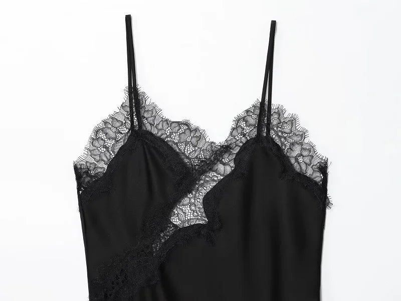 MUJER Black Lace Tops for Women Camisole Sexy Backless Tops Woman 2025 Summer Sleeveless Women's Tops Straps Beach Top Female