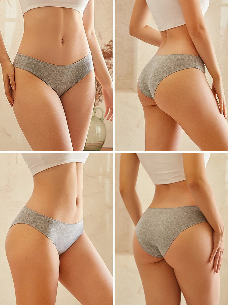 4-Pack Cotton Low-Rise Briefs – Soft Breathable Everyday Underwear for Women (M–2XL, 19 Color Sets)