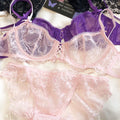 French Hollow Lace Embroidery Push-Up Bra & Panty Set – Ultra-Thin, Underwire | Women's Lingerie