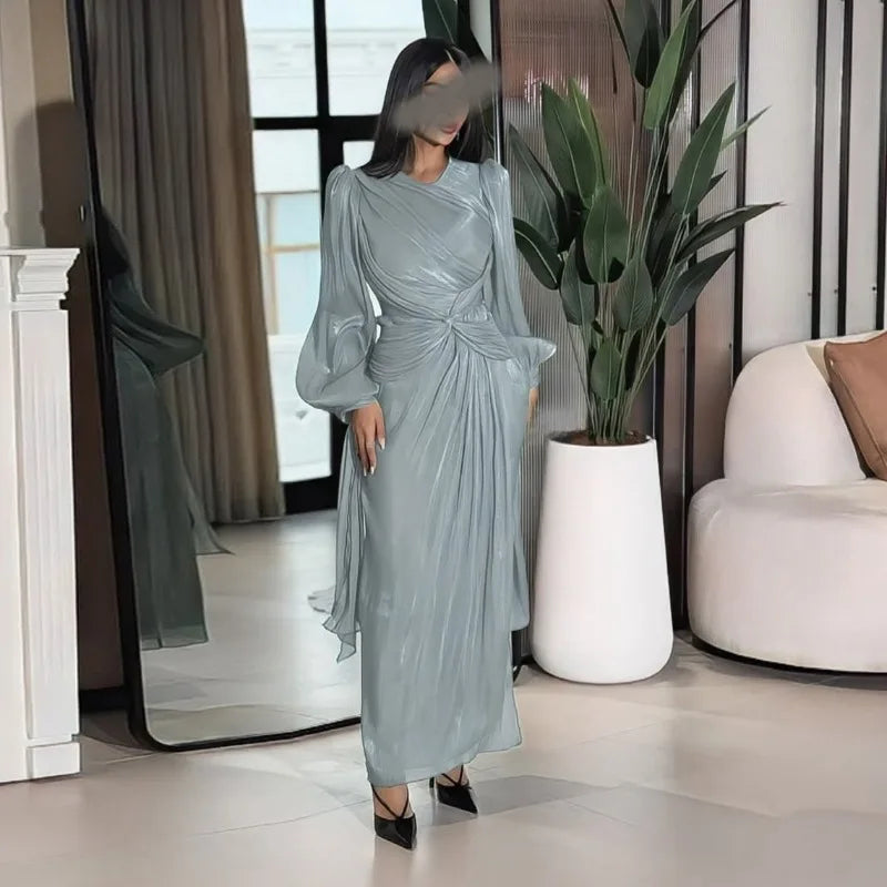 Ramadan Arabic Muslim Modest Satin Abaya for Women Elegant Eid Dubai Fit-and-flare Dress Islam Holiday Outfit Turkey Kaftan Robe