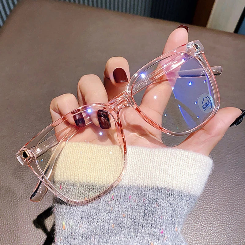 Oversized Square Myopia Glasses | Black, Pink & Clear Frames