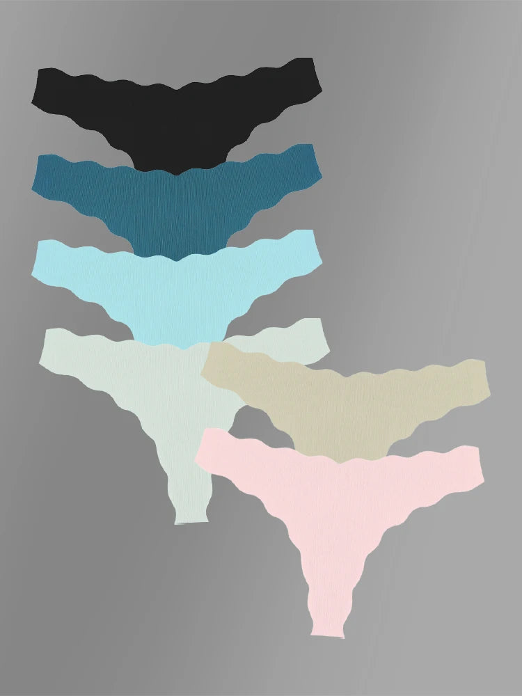 6-Pack Seamless Ruffled Thongs — Ultra-Soft Low-Rise G-String Panties