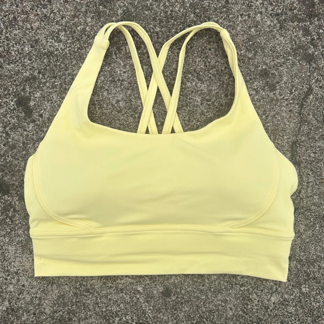Solid Color Soft Cross Back Women Fitness Bra Tights Yoga Vest High Strength Shockproof Gym Sports Top Push Up With Chest Pad