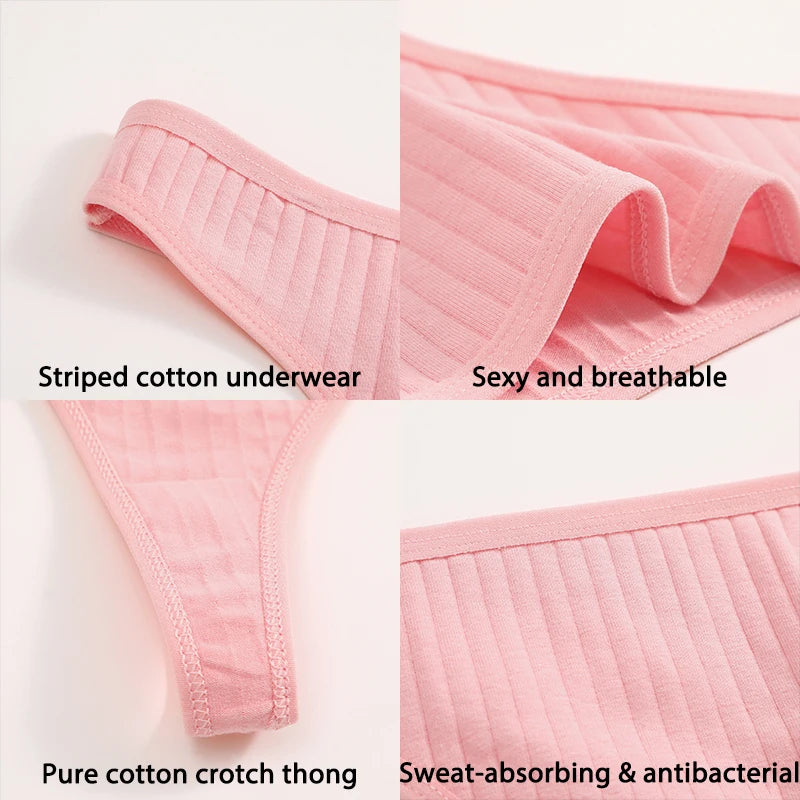FINETOO 7PCS/Set G-string Cotton Women Lingerie Panties Thong Female Underwear Sexy Pantys Underpant Girl Intimates Thongs S-XL
