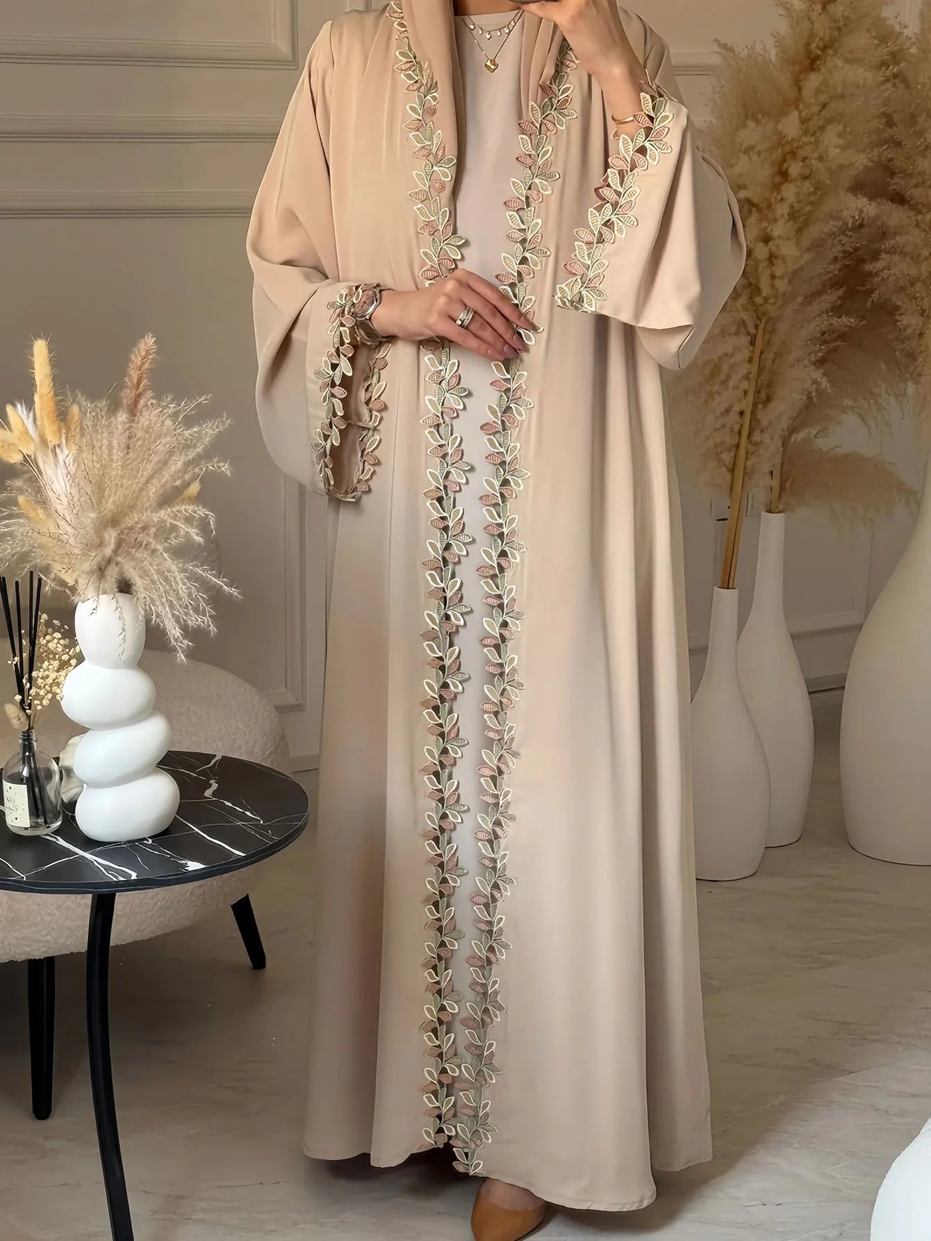 Women's Luxury Embroidered Abaya | Sequin & Bead Detail | Gulf Style