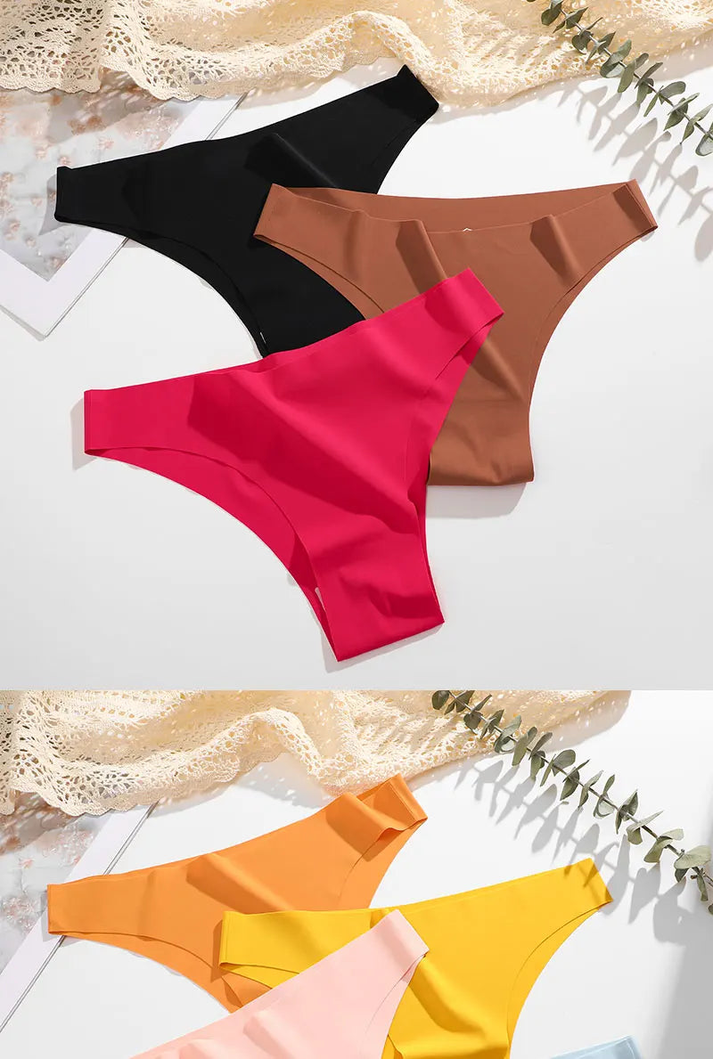 FINETOO 3Pcs/Set Ice Silk Seamless Underwear Low Waisted Brazilian Pants Breathable High Elasticity Lingerie Intimates Panties