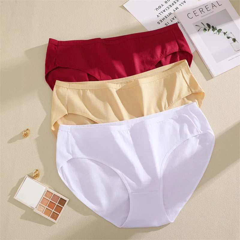 3-Pack Cotton High Waist Briefs — Plus Size XL–4XL Breathable Panties