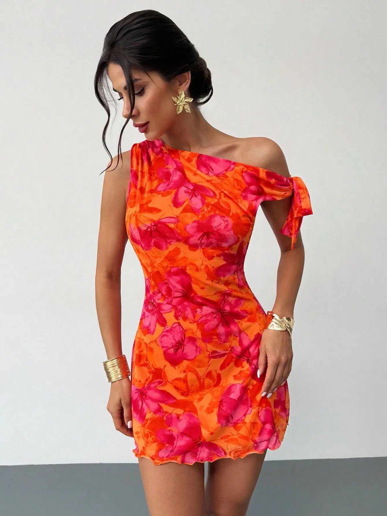 Women'S Spring Summer Floral Print Vacation Casual Off-Shoulder Slouchy Strappy Sleeveless Short Skirt Dress