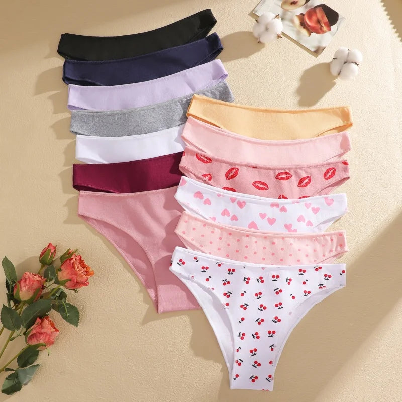 4-Pack Cotton Low-Rise Briefs – Soft Breathable Everyday Underwear for Women (M–2XL, 19 Color Sets)