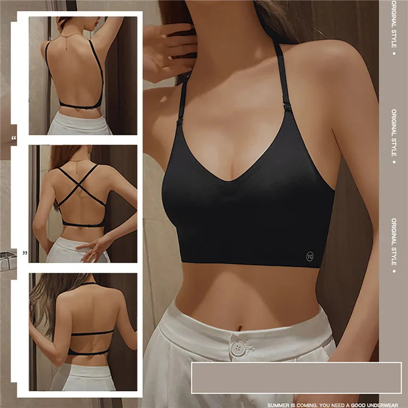 حمالة صدر نسائية لاصقة رافعة للصدر وبدون ظهر – ملابس داخلية بدون خياطة بفتحة صدر منخفضة