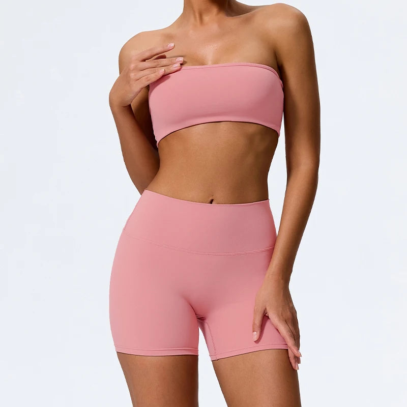 Women’s 2-Piece Workout Set – Strapless Sports Bra & Leggings for Yoga, Gym & Running