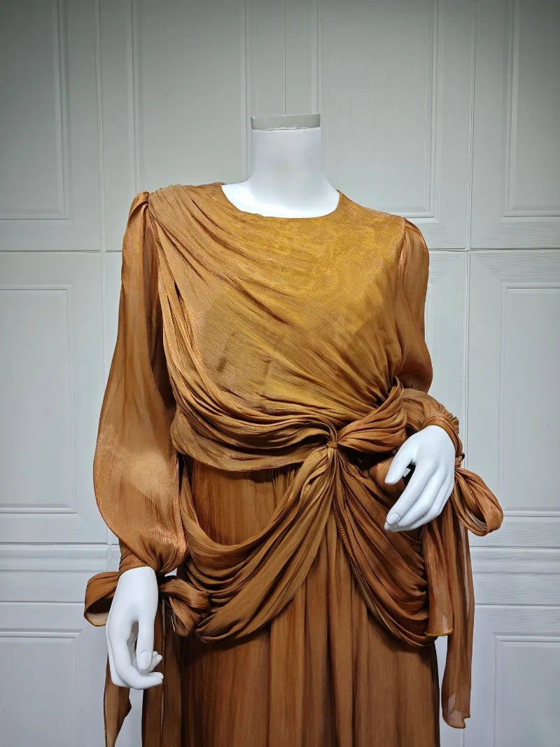 Ramadan Arabic Muslim Modest Satin Abaya for Women Elegant Eid Dubai Fit-and-flare Dress Islam Holiday Outfit Turkey Kaftan Robe