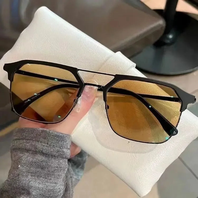 Luxury Intelligent Photochromic Myopia Glasses Double Deam Color Changing Finished Near-sighted Eyewear Men Women Minus Diopters