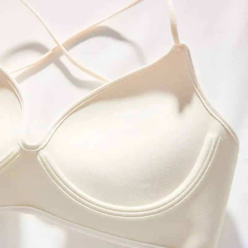 Women's 10CM Extra Thick Push Up Bra for AA/A Cup | Open Back Lingerie with Convertible Cross Straps | Seamless Wire-Free Bra No Marks (70A–85A)