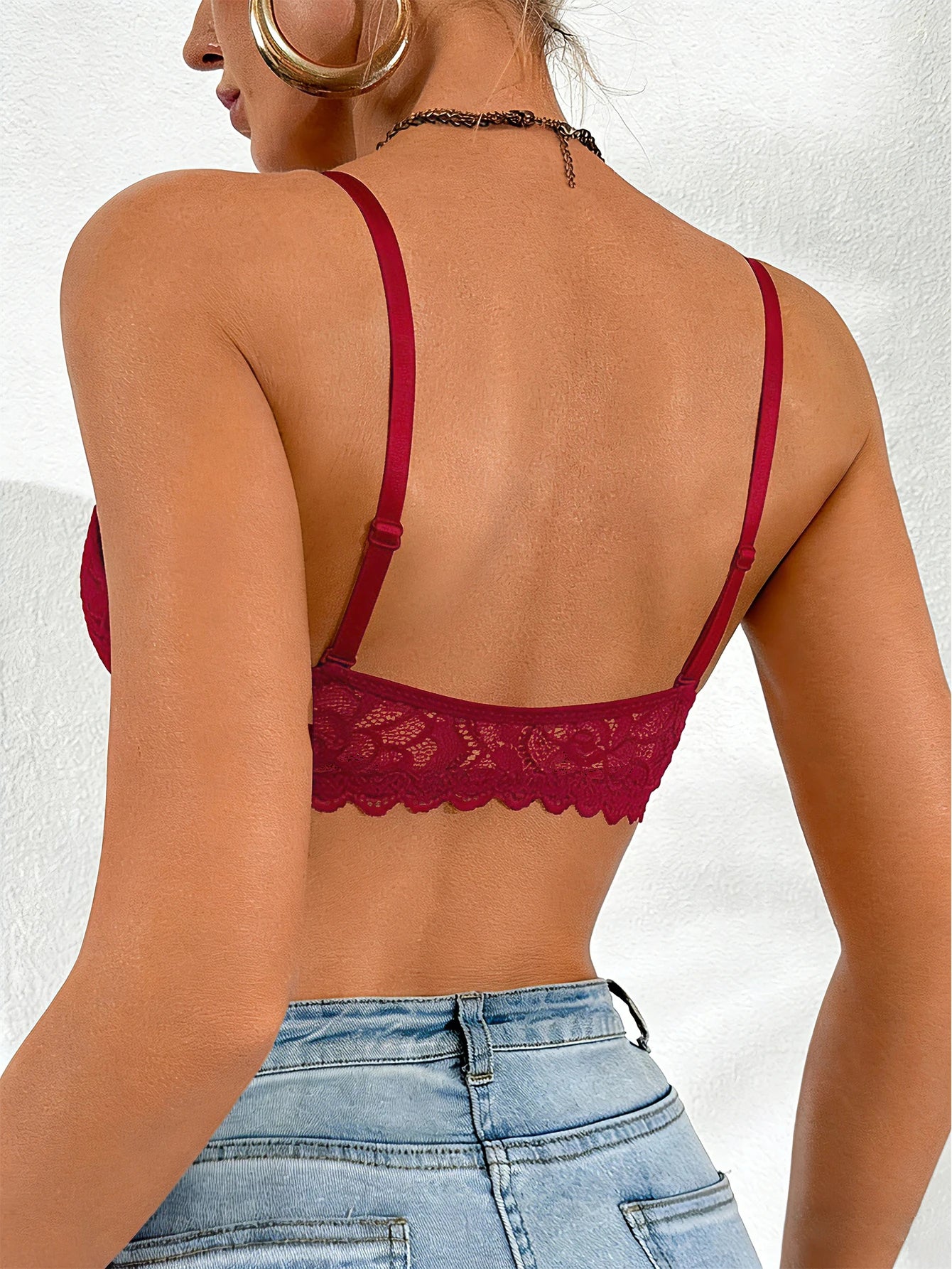 Butterfly Lace Back Push-Up Bra — Front Buckle Convertible Straps | Women's Bra
