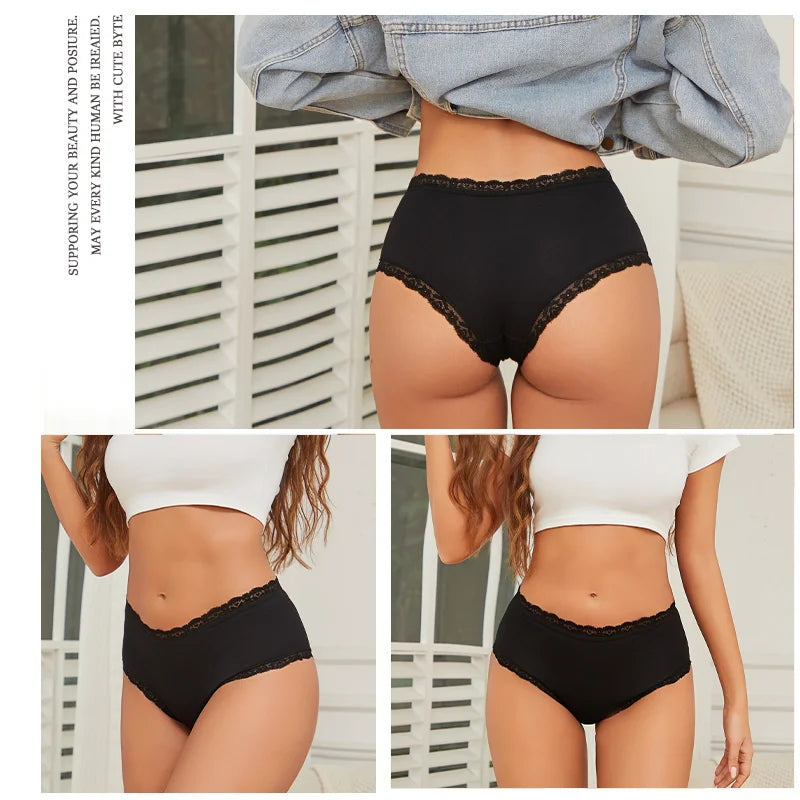 3-Pack Seamless Cotton Brief Panties – Breathable Low-Rise Underwear for Women (S–2XL, 8 Color Sets)