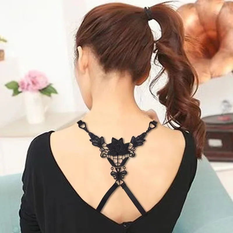 Decorative Lace Cross Bra Straps – Non-Slip Replacement Shoulder Straps for Women (One Size, 10 Colors)