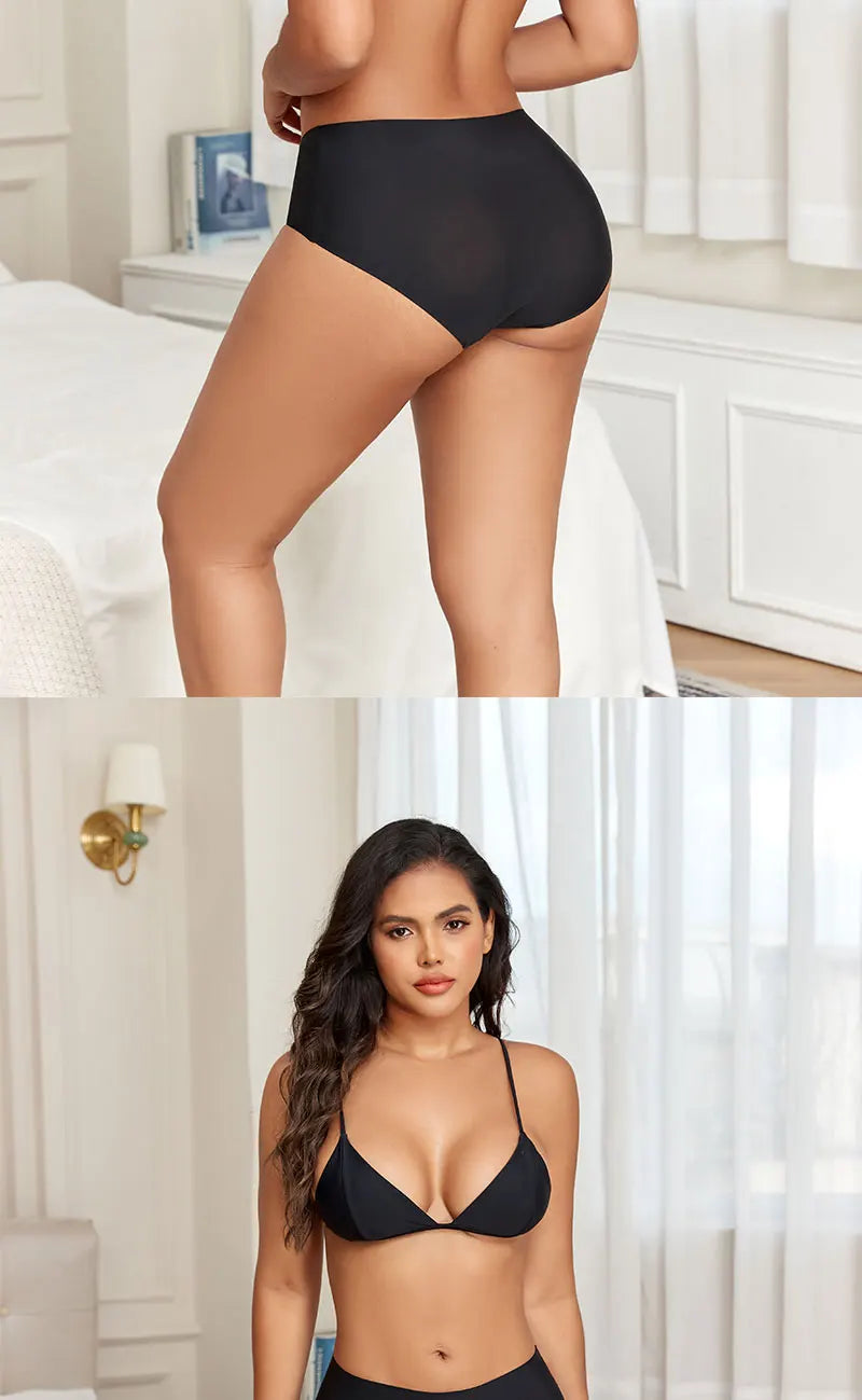 FINETOO 3Pcs Women's Panties Seamless Underwear Invisibles Briefs High Waist Full Coverage Breathable Moisture Wicking Underpant