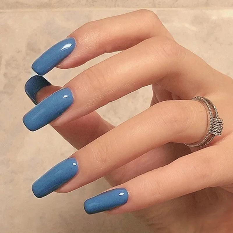 Short Squoval Press-On Nails - Glossy Solid Colors, 24-Piece Set