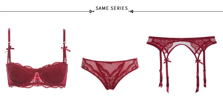 Floral Lace Bra, Panty & Garter 3-Piece Set – Push-Up, Underwire, Plus Size | Women's Lingerie