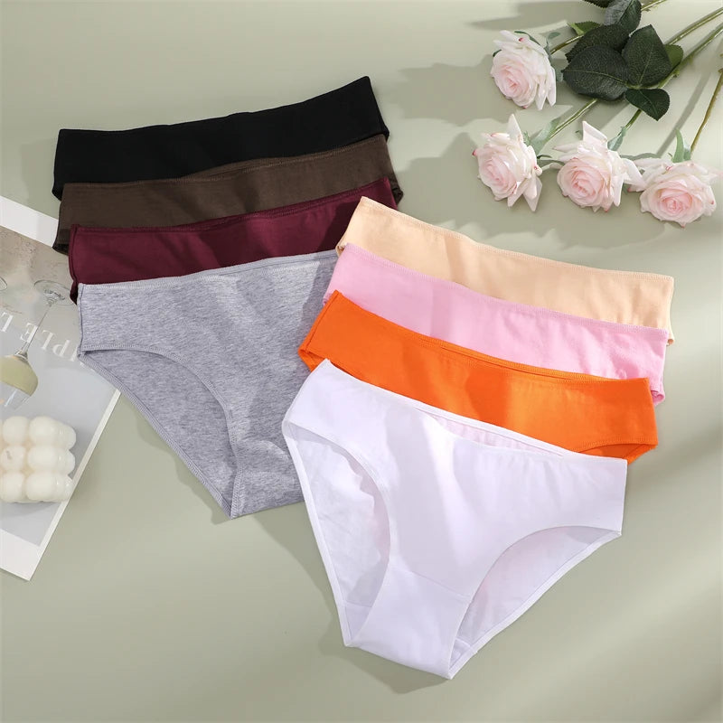 3-Pack Cotton Low-Rise Briefs – Breathable Lace-Trim Underwear for Women (S–XL, 20 Color Sets)