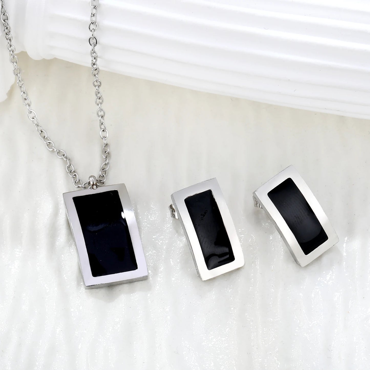 LUXUKISSKIDS Fashion Water Drop Choker Necklace Earrings Sets Stainless Steel Woman/Girls Luxury Jewelry Set Wedding Accessories