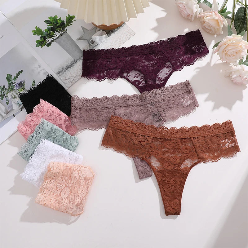 FINETOO 3PCS/Set S-XL Women Sexy Panties G-string Sexy Woman's Underwear Girl Lace Lingerie Female Bikini Lady Thong Intimates