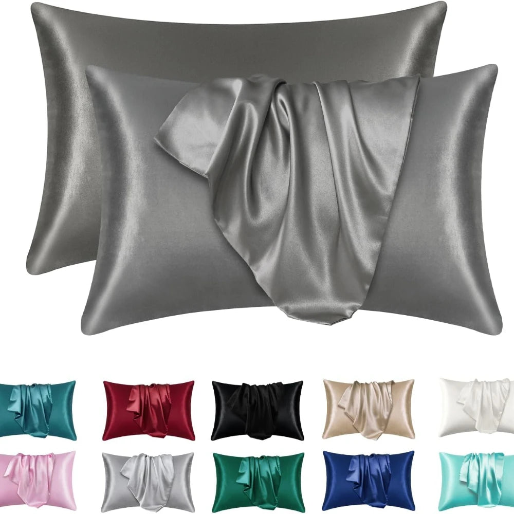 2-Pack Charmeuse Satin Pillowcases, Multiple Sizes