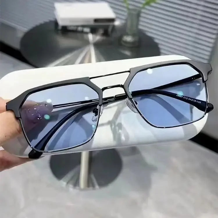 Luxury Intelligent Photochromic Myopia Glasses Double Deam Color Changing Finished Near-sighted Eyewear Men Women Minus Diopters