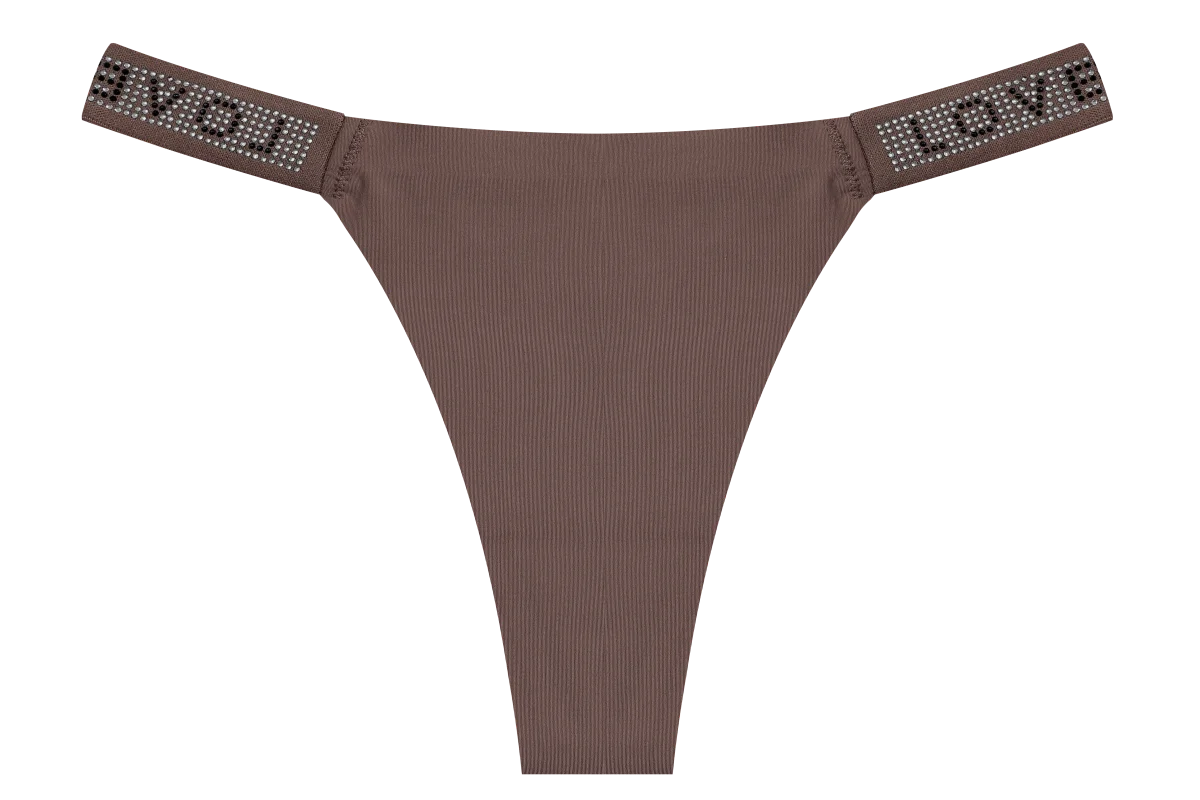 Rhinestone Letter Diamond G-String Thong – Shiny Low-Rise Sexy Underwear for Women (S–XL, 14 Styles)