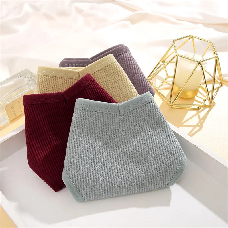 5-Pack Waffle-Knit Cotton Brazilian Panties – Soft Low-Rise Underwear for Women (S–XL, 5 Color Sets)