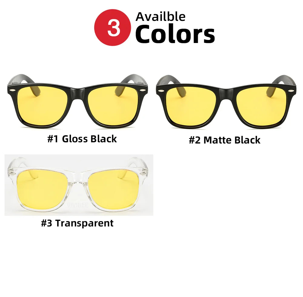 Square Yellow-Tinted Glasses | 3 Frame Finishes