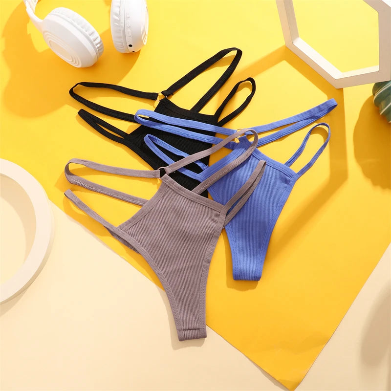Double Strap Ring Detail Thong — Low-Rise Seamless G-String