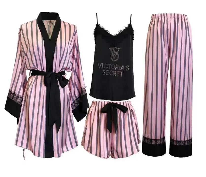 Women's Cotton Sleepwear & Lingerie Bundle Set – Pajamas, Chemise & Padded Bra Sets
