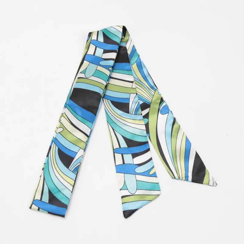 Skinny Scarf Hair Small Women Simple Style Handle Ribbon Fashion Printing Hairband Headscarf Beautiful Scarves Bags for Women