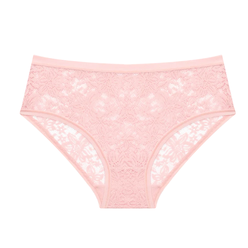 Seamless Floral Lace Brief Panties – Hollow-Out See-Through Underwear for Women (S–2XL, 6 Colors)