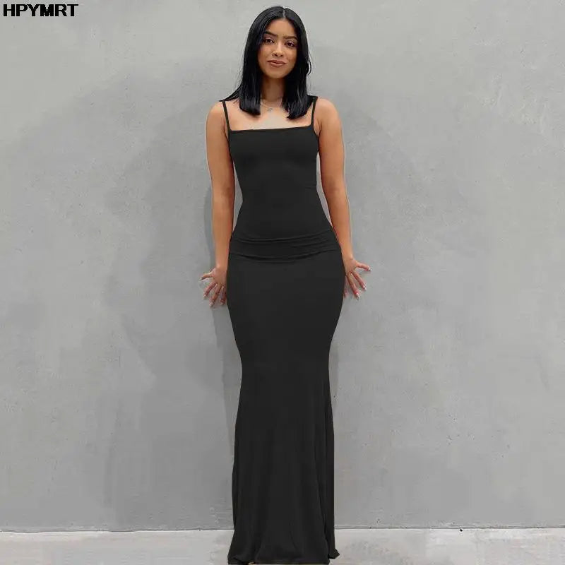 Satin Slip Maxi Dress – Sleeveless Backless Bodycon