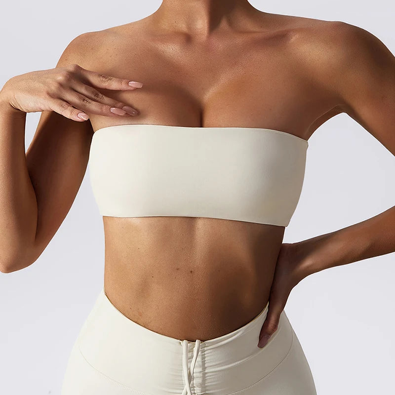 Strapless Sports Bra – Quick-Dry Tube Top Chest Wrap for Yoga, Gym & Fitness