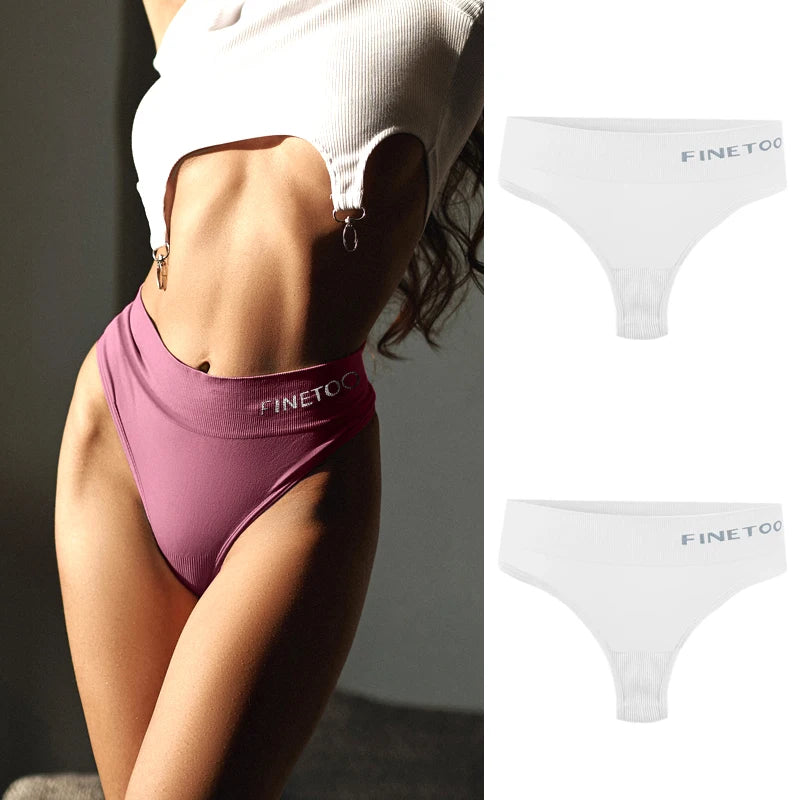 2-Pack High Waist Seamless Thongs — Plus Size G-String Panties M–2XL
