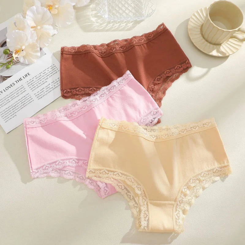 3-Pack Seamless Cotton Brief Panties – Breathable Low-Rise Underwear for Women (S–2XL, 8 Color Sets)