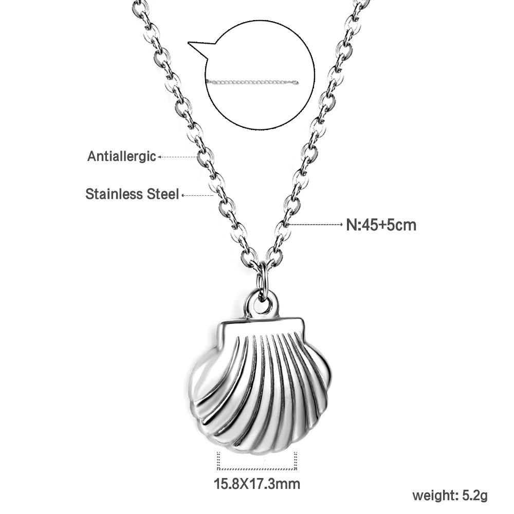 Shell Jewelry Set – 18K Gold-Plated Stainless Steel Necklace, Earrings & Bracelet for Women