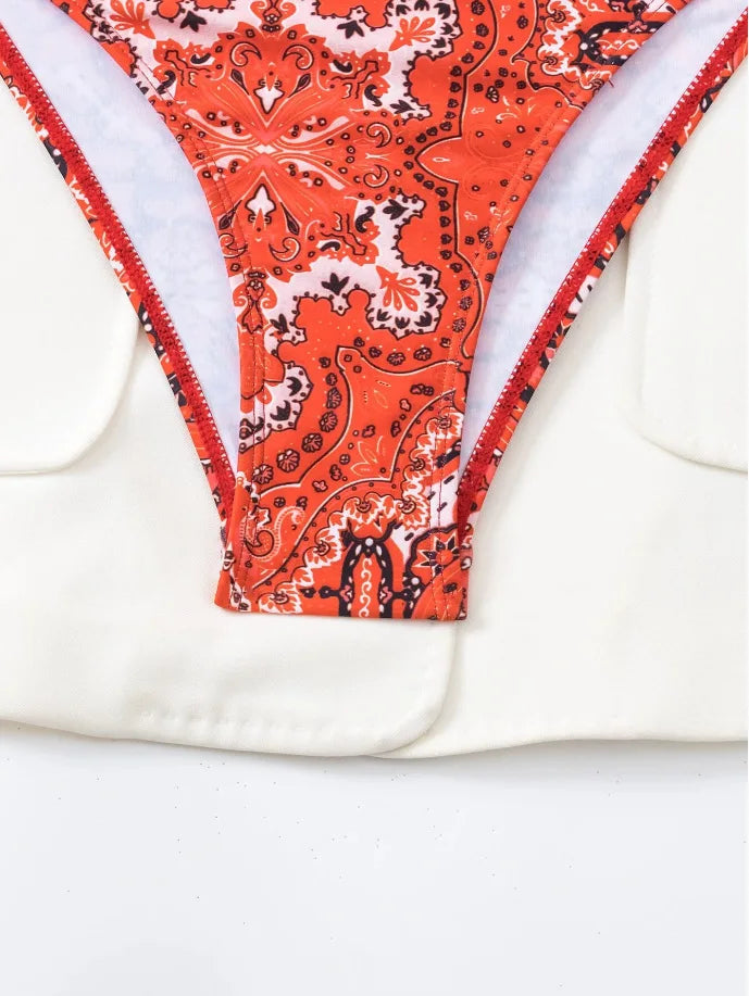 Push-Up Halter Bikini Set — Bow-Tie Top & Printed Side-Tie Bottoms | Women's Swimwear