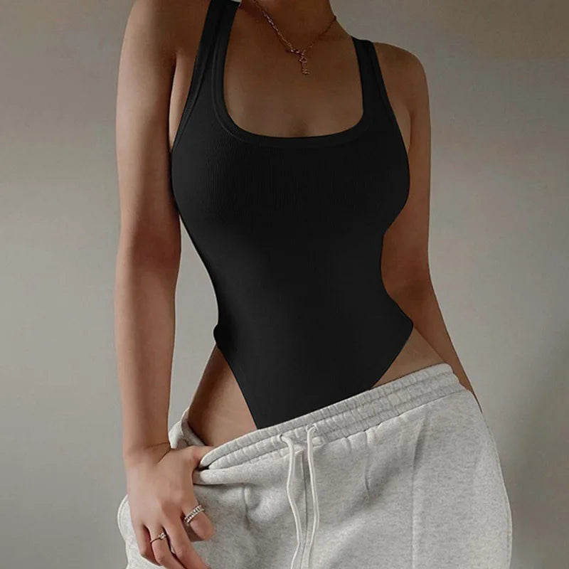 Sleeveless Knit Bodysuit – Slim Fit, High Stretch, Sexy Bodycon | Women's Clubwear & Streetwear